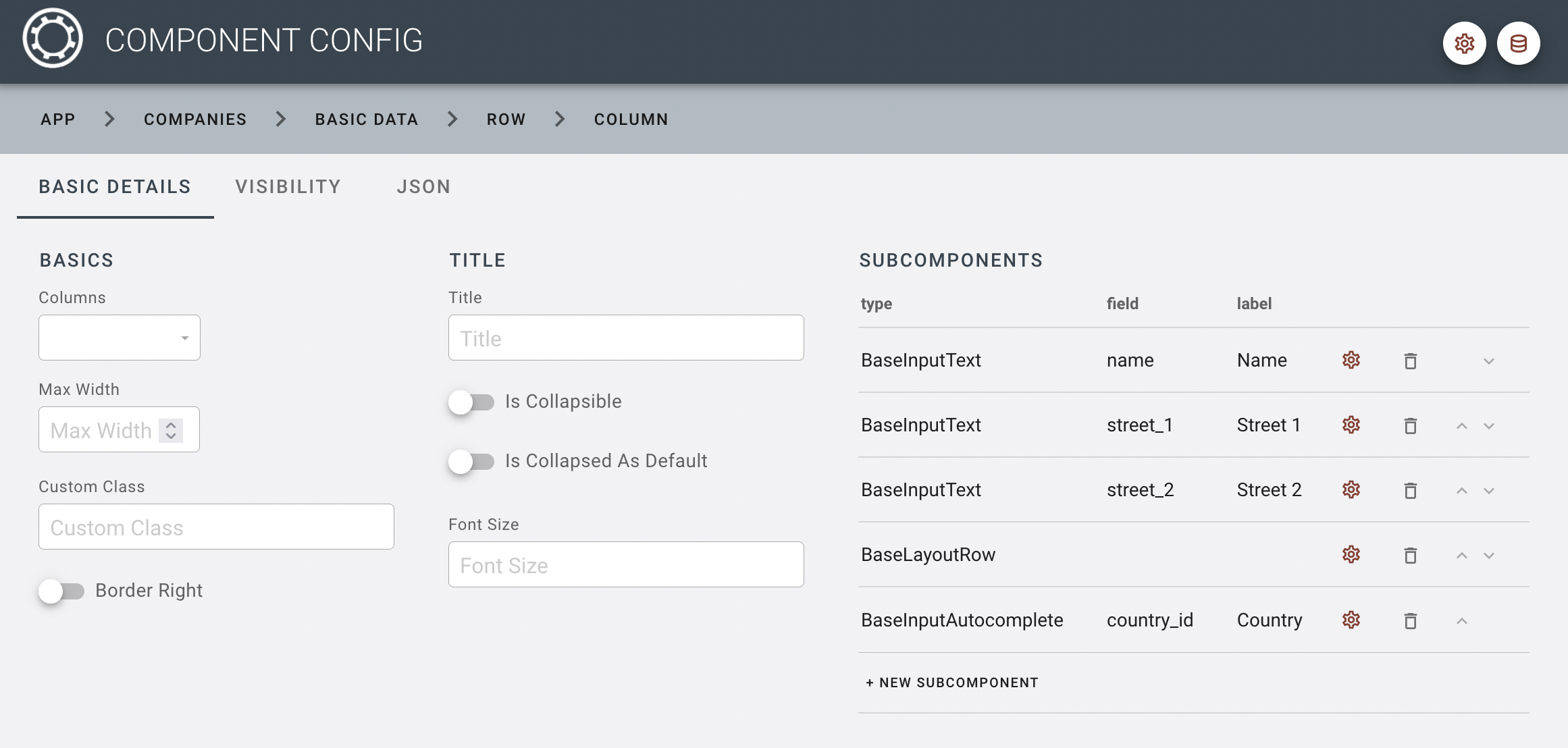 Column Config